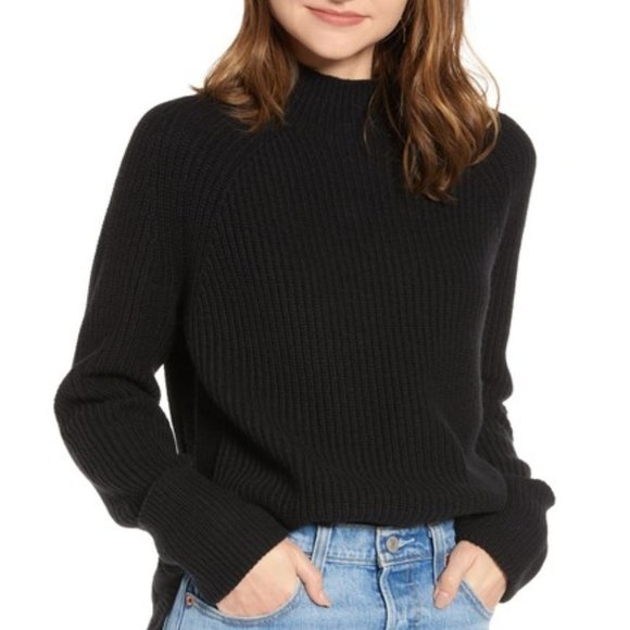 Treasure & Bond Sweaters - Treasure & Bond Mock Neck Sweater Black